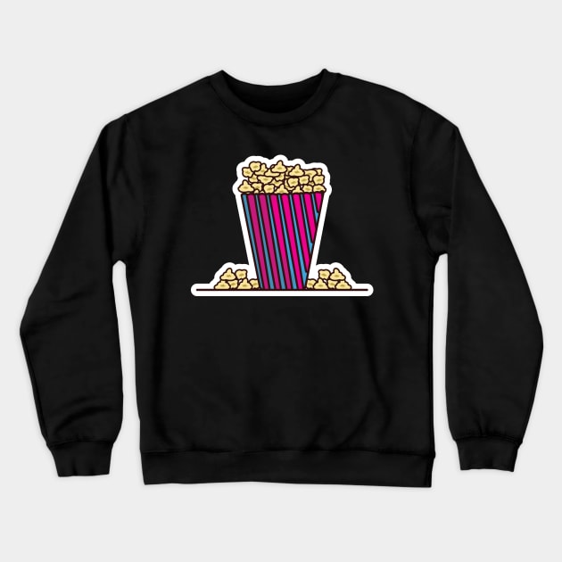 Popcorn In Popcorn Pack Sticker vector illustration. Movie cinema icon concept. Snack food. Big red blue strip box with popcorn sticker vector design with shadow. Crewneck Sweatshirt by AlviStudio